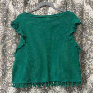 SHEIN Emerald Ruffle Trim Blouse